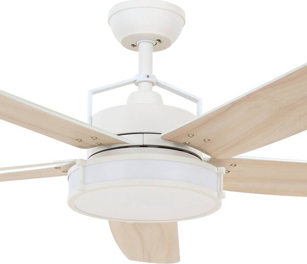 Beacon Lighting Stropný ventilátor s osvetlením Louisville, biely, tichý, Svetlé drevo, Obývacia izba / jedáleň, Drevo