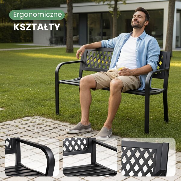 Ak furniture Záhradná lavička KALIA čierna