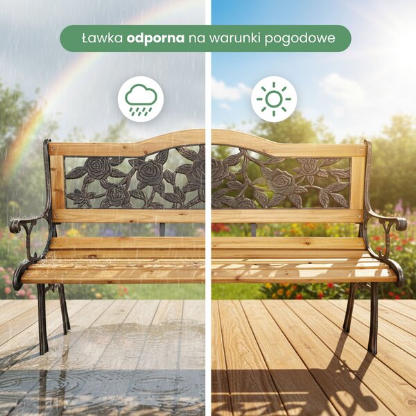 Ak furniture Záhradná lavička ROSA svetlé drevo/čierna