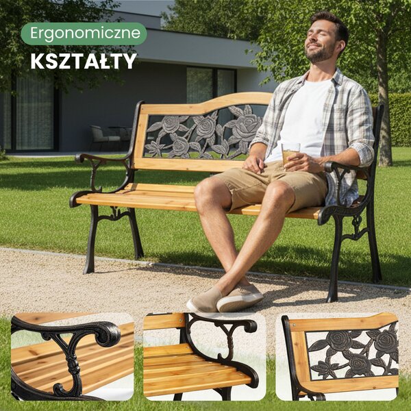 Ak furniture Záhradná lavička ROSA svetlé drevo/čierna