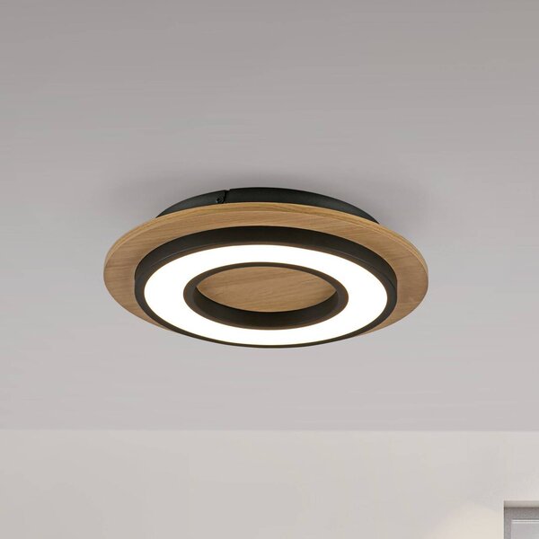 JUST LIGHT. LED stropné svietidlo Tola, okrúhle, drevo, 3 000 K, Svetlé drevo, Obývacia izba / jedáleň, Drevo, Moderný, Závesné svietidlo