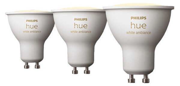 Philips Hue White Ambiance GU10 4,2 W reflektor, 3 ks, Plast