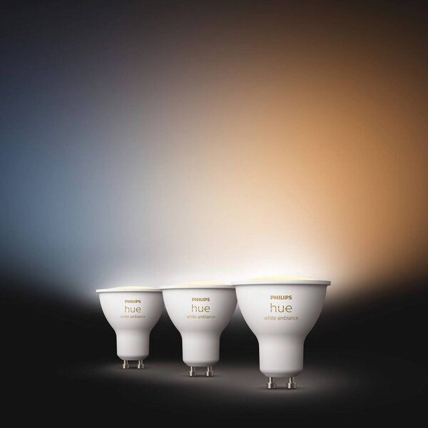 Philips Hue White Ambiance GU10 4,2 W reflektor, 3 ks, Plast