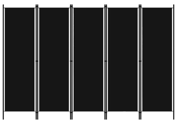 5-panelový paraván čierny 250x180 cm