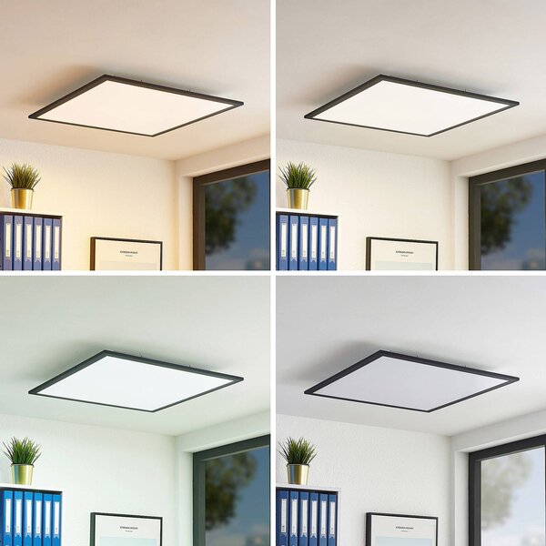 LED panel Lindby Nelios, 62 x cm, čierny, kov, Čierna, Kuchyňa, Hliník, Moderný, Stropné svetlo