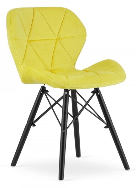SUPPLIES LAGO Jedálenská velúrová stolička - žltá/čierny nohy