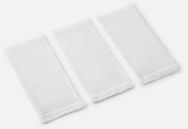 Sinsay - Sada bavlnených uterákov s strapcami 3 pack - biela
