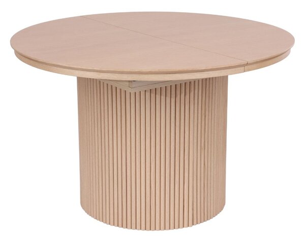 Rozkladací okrúhly stôl Sorrento s lamelami, 120–160 cm, prírodný dub