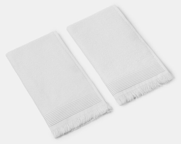 Sinsay - Sada bavlnených uterákov s strapcami 2 pack - biela