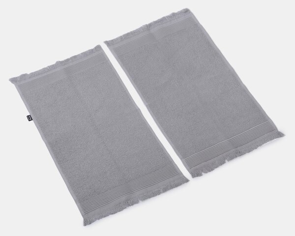 Sinsay - Sada bavlnených uterákov s strapcami 2 pack - svetlošedá