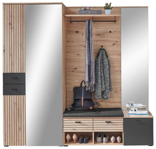PREDSIEŇOVÝ NÁBYTOK, čierna, dub artisan, 210/202/38 cm Voleo - Online Only drobný nábytok, Online Only