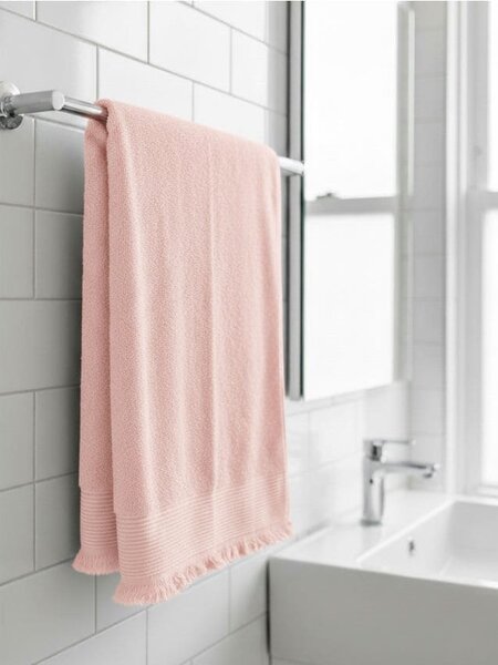 Sinsay - Bavlnený uterák s strapcami - pastelová ružová