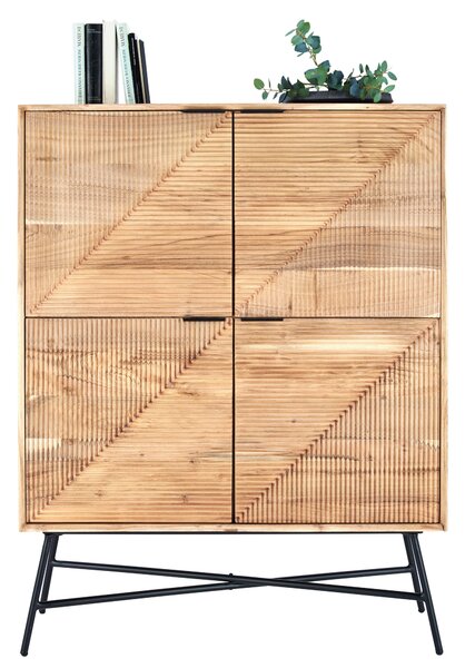 VYSOKÁ KOMODA, akácia, čierna, farba akácie, 105/135/45 cm Ambia Home - Komody