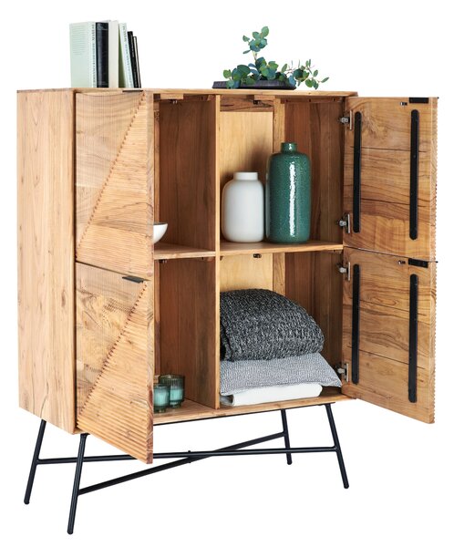 VYSOKÁ KOMODA, akácia, čierna, farba akácie, 105/135/45 cm Ambia Home - Komody