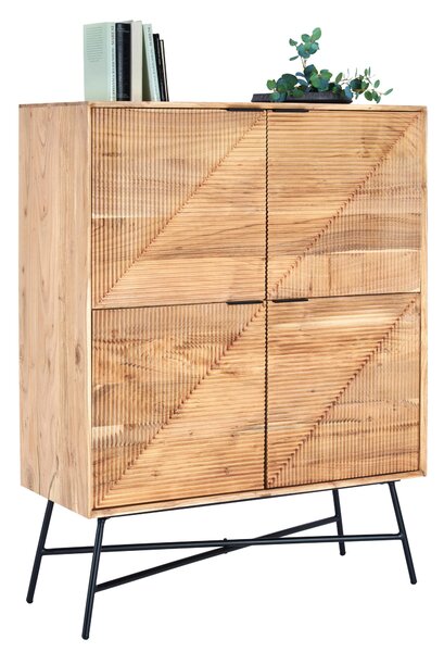 VYSOKÁ KOMODA, akácia, čierna, farba akácie, 105/135/45 cm Ambia Home - Komody