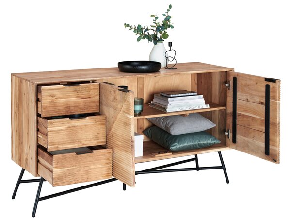 ŠIROKÁ KOMODA, akácia, čierna, farba akácie, 145/80/45 cm Ambia Home - Komody