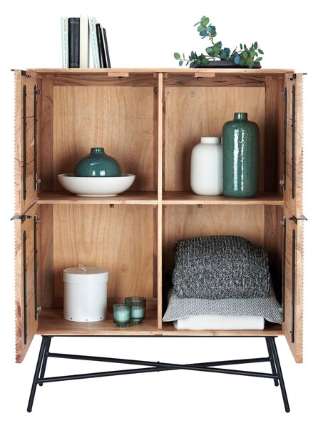 VYSOKÁ KOMODA, akácia, čierna, farba akácie, 105/135/45 cm Ambia Home - Komody