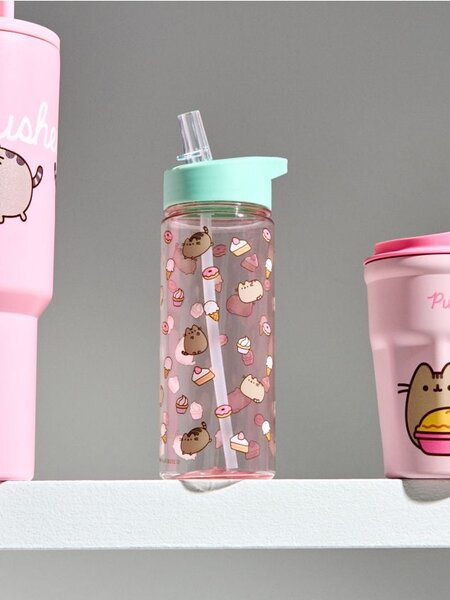 Sinsay - Fľaša na vodu s rúčkou a slamkou Pusheen the Cat - viacfarebná