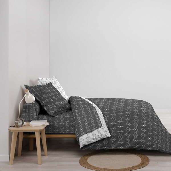 Biela/tmavosivá bavlnená obliečka na perinu na dvojlôžko/predĺžená 240x220 cm Aristide – douceur d'intérieur