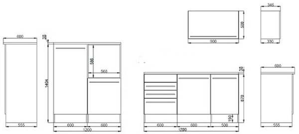 KUCHYNSKÝ BLOK BEZ SPOTREBIČO 290 cm Respekta - Online Only kuchyne, Online Only