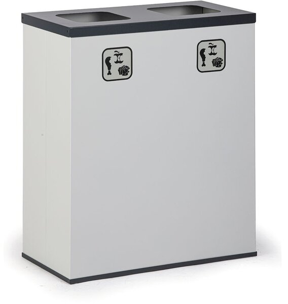 Kôš na triedený odpad 2x 70 L, úchyt na vrece, sivý/čierny