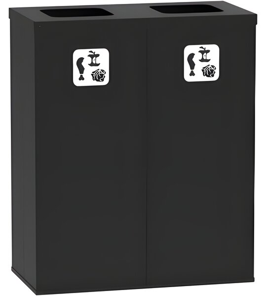 Kôš na triedený odpad 2x 70 L, úchyt na vrece, čierny/čierny
