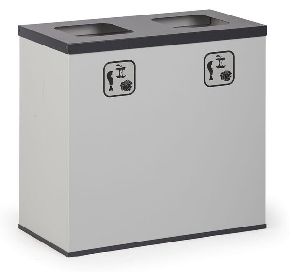 Kôš na triedený odpad 2x 50 L, úchyt na vrece, sivý/čierny