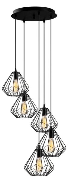 Opviq Závesný luster s 5 žiarovkami Diamond III čierny