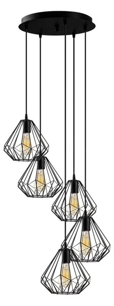 Opviq Závesný luster s 5 žiarovkami Diamond III čierny