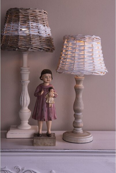 Bílé ratanové stínidlo - Ø 20*15 cm / E27 - Clayre & Eef