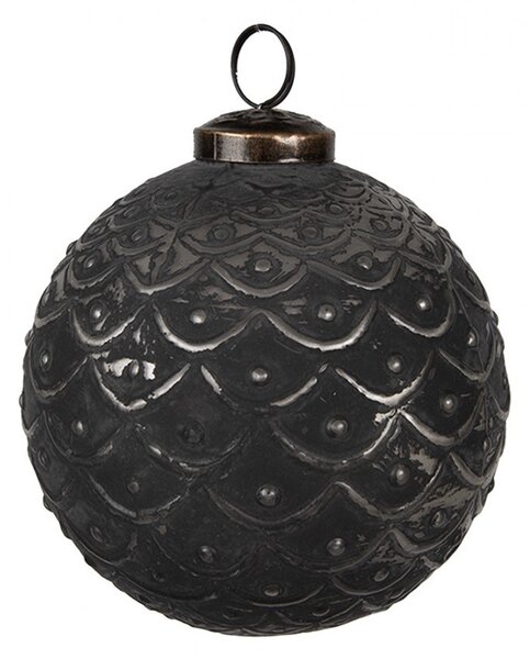 Granitová antik sklenená vianočná ozdoba gule Noirre - Ø 10*10 cm - Clayre & Eef