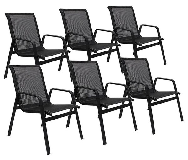 TRENDIE Záhradné stoličky sada 6ks čierne