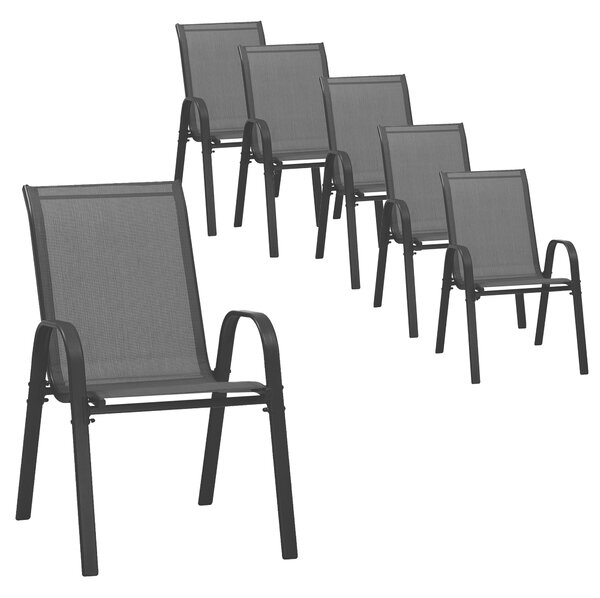 TRENDIE Záhradné stoličky sada 6ks čierne