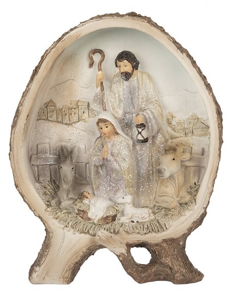 Béžová vianočná dekorácia Betlehem Nativity Scene - 14*5*19 cm - Clayre & Eef