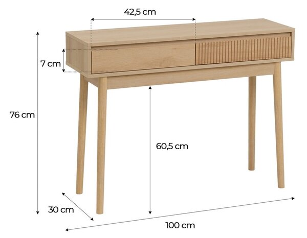 Konzolový stolík v prírodnej farbe 30x100 cm Iona – Casa Selección