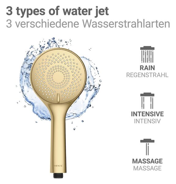 Matne zlatá plastová úsporná sprchová hlavica ø 11 cm Watersaving System – Wenko