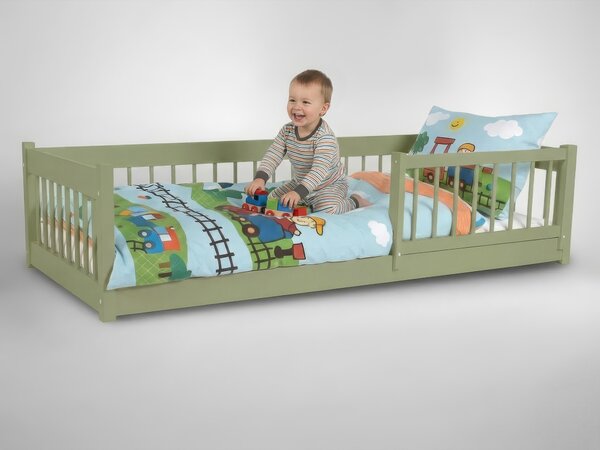 Wilsondo Detská drevená montessori posteľ 180x80 Lesanka - olivová