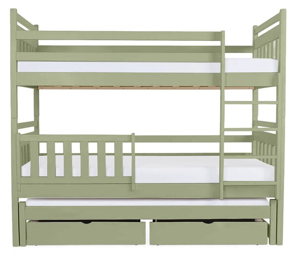 Wilsondo Poschodová posteľ s prístelkou Petra 5 80x180 - olivová