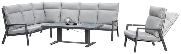 STÔL NA TERASU, kov, sklo, 141/80/50-70 cm Amatio - Záhradné stoly