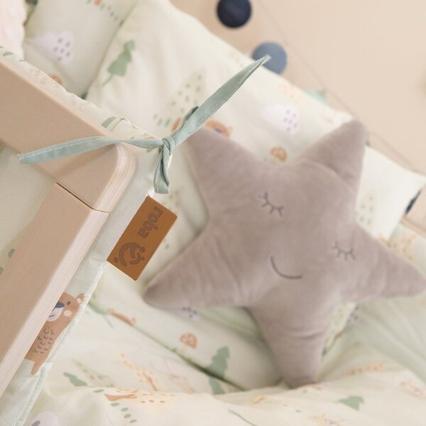 Svetlozelený bavlnený mantinel do postieľky 170 cm Woodland Buddies – Roba