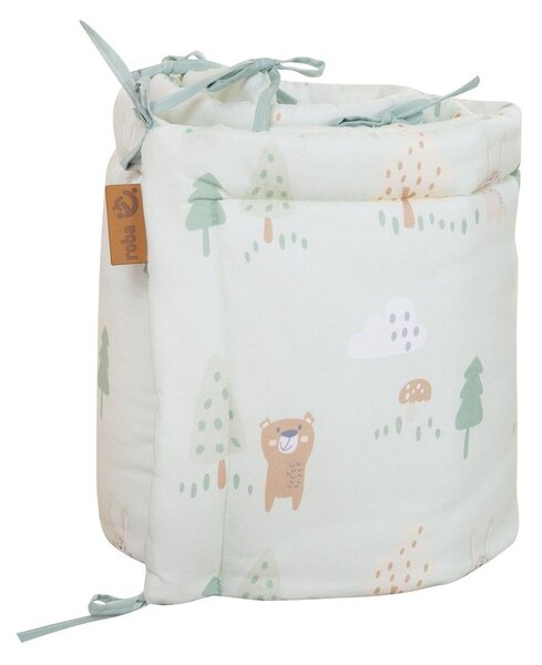 Svetlozelený bavlnený mantinel do postieľky 170 cm Woodland Buddies – Roba