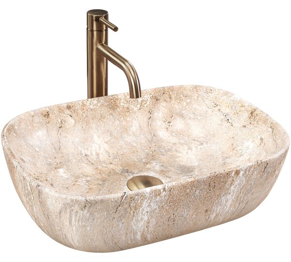 Rea Belinda Savana, umývadlo na dosku 460x330x135 mm, imitácia kameňa, REA-U3323