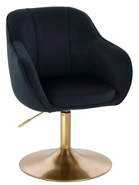 LuxuryForm DESIGN Stolička AVOLA VELUR na zlatom tanieri - čierna