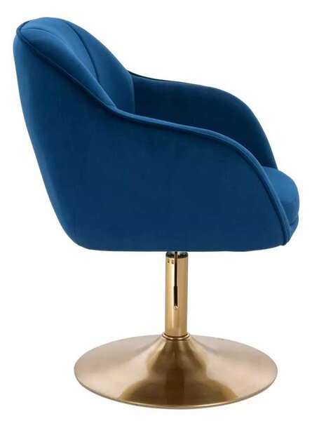 LuxuryForm DESIGN Stolička AVOLA VELUR na zlatom tanieri - modrá