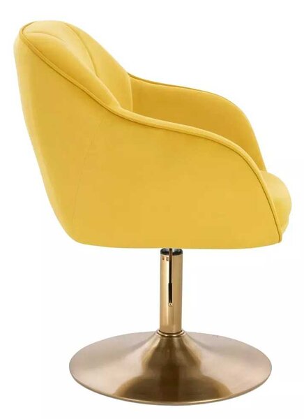 LuxuryForm DESIGN Stolička AVOLA VELUR na zlatom tanieri - žltá