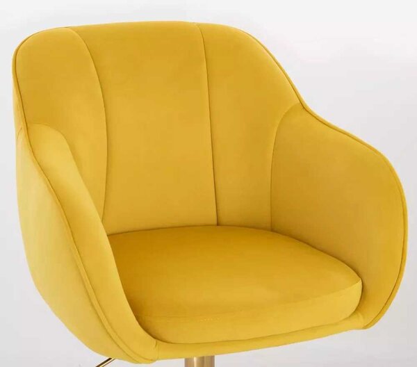 LuxuryForm DESIGN Stolička AVOLA VELUR na zlatom tanieri - žltá