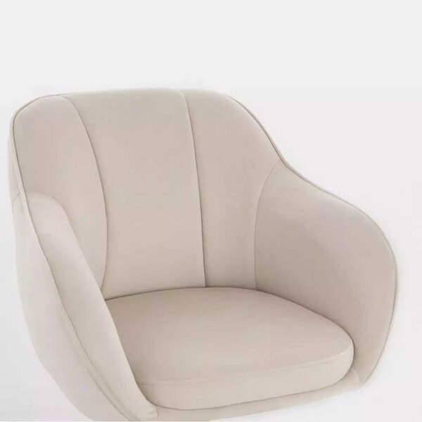 LuxuryForm DESIGN Stolička AVOLA VELUR na čiernej podstave s kolieskami - krémová