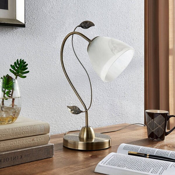 Stolná lampa Michalina v klasickom štýle, Biela / opálová, Obývacia izba / jedáleň, Sklo, Moderný, Stojacie svietidlo