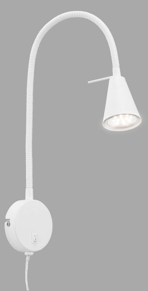 LED nástenné svetlo Tusa, biele, kov, 45 cm, flexibilné rameno, Biela / opálová, Spálňa, kov, Moderný
