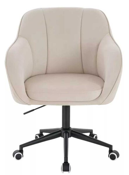 LuxuryForm DESIGN Stolička AVOLA VELUR na čiernej podstave s kolieskami - krémová